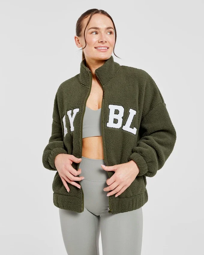 Varsity Oversized fleecejacka med dragkedja