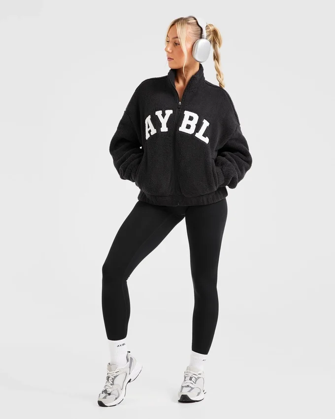 Varsity Oversized fleecejacka med dragkedja