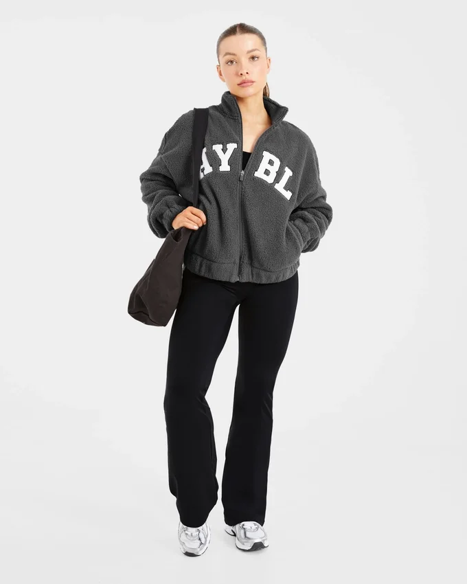 Varsity Oversized fleecejacka med dragkedja