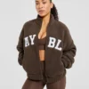 Varsity Oversized fleecejacka med dragkedja