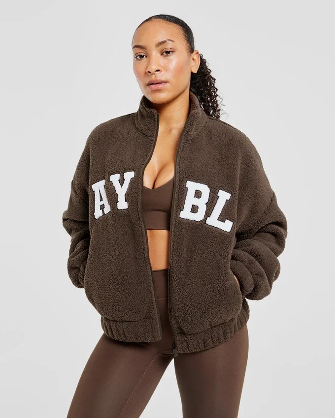 Varsity Oversized fleecejacka med dragkedja