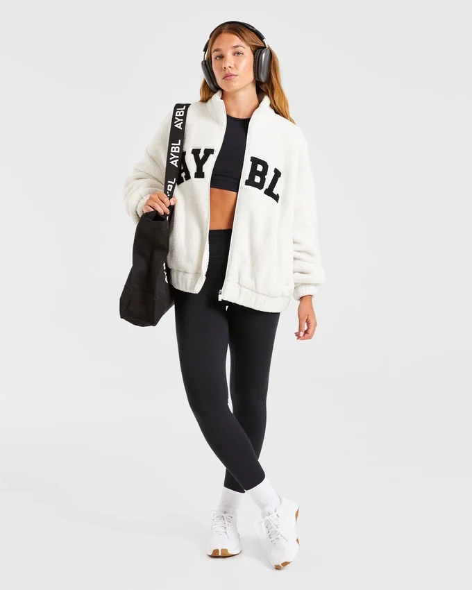 Varsity Oversized fleecejacka med dragkedja