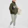 Varsity Oversized fleecejacka med dragkedja