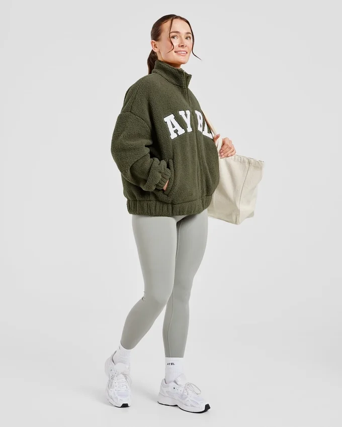 Varsity Oversized fleecejacka med dragkedja