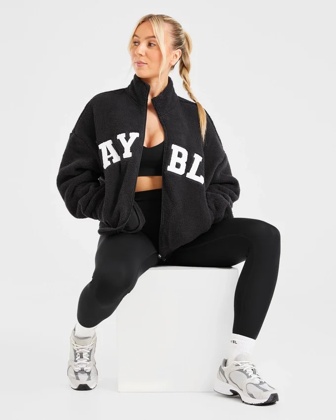 Varsity Oversized fleecejacka med dragkedja